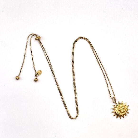 DYADEMA 925 Silver Sun Moon Pendant Italy Sterling Bolo Necklace Gold Vermeil - Picture 2 of 9